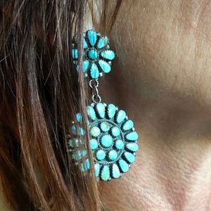Navajo, Sterling, Turquoise, Vintage Earrings